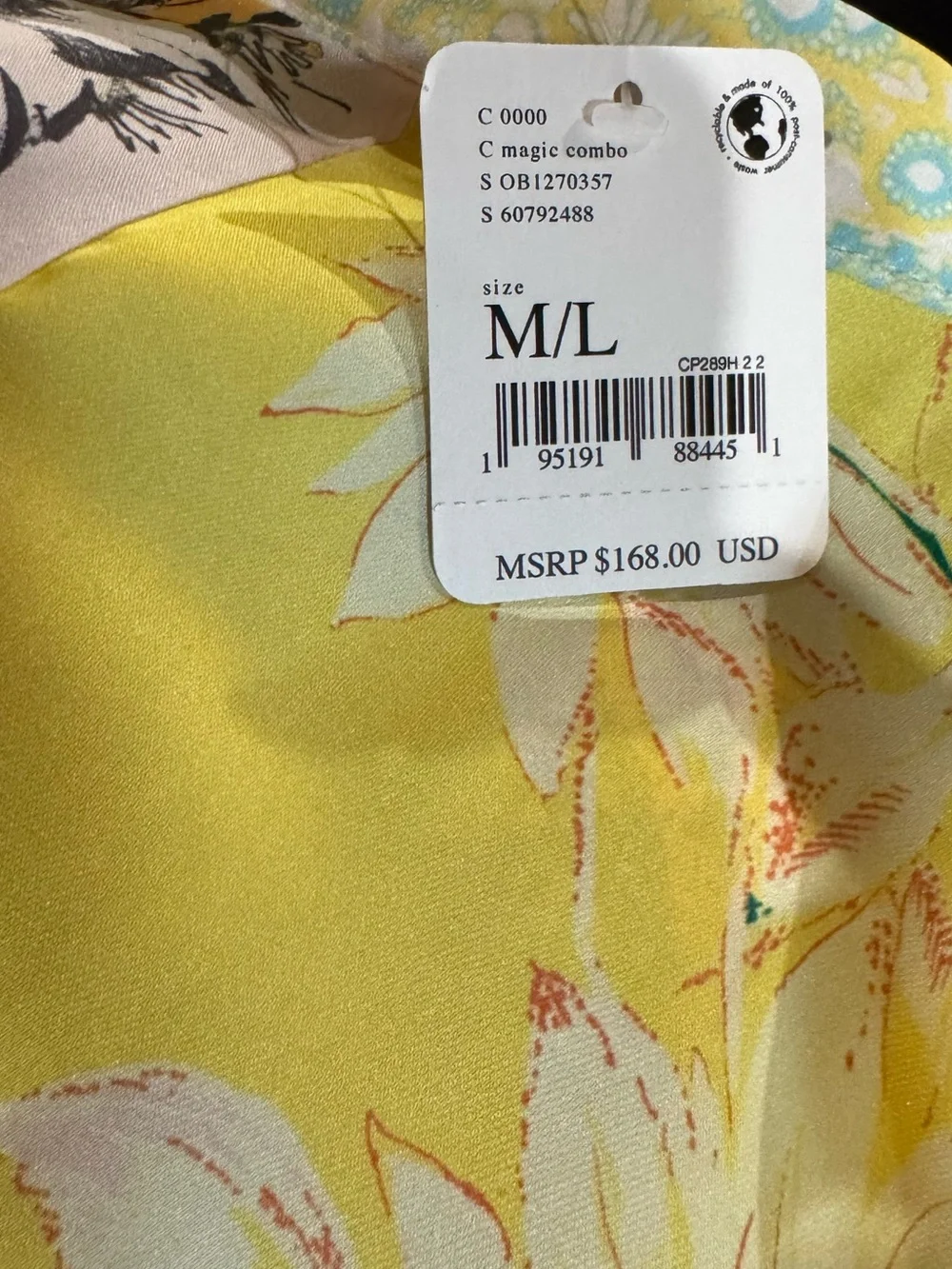 Free people Patch with love Satin Kimono Robe - Pink Multi - Picture 9 of 9